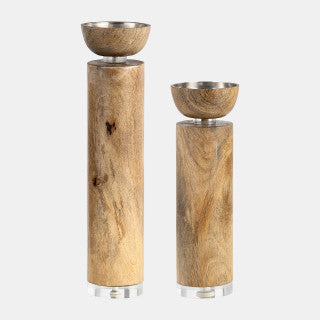 Baltic Wood Candleholder 14"