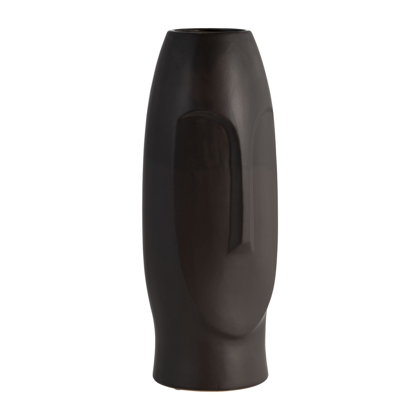 Janus Black Ceramic Vase 14"