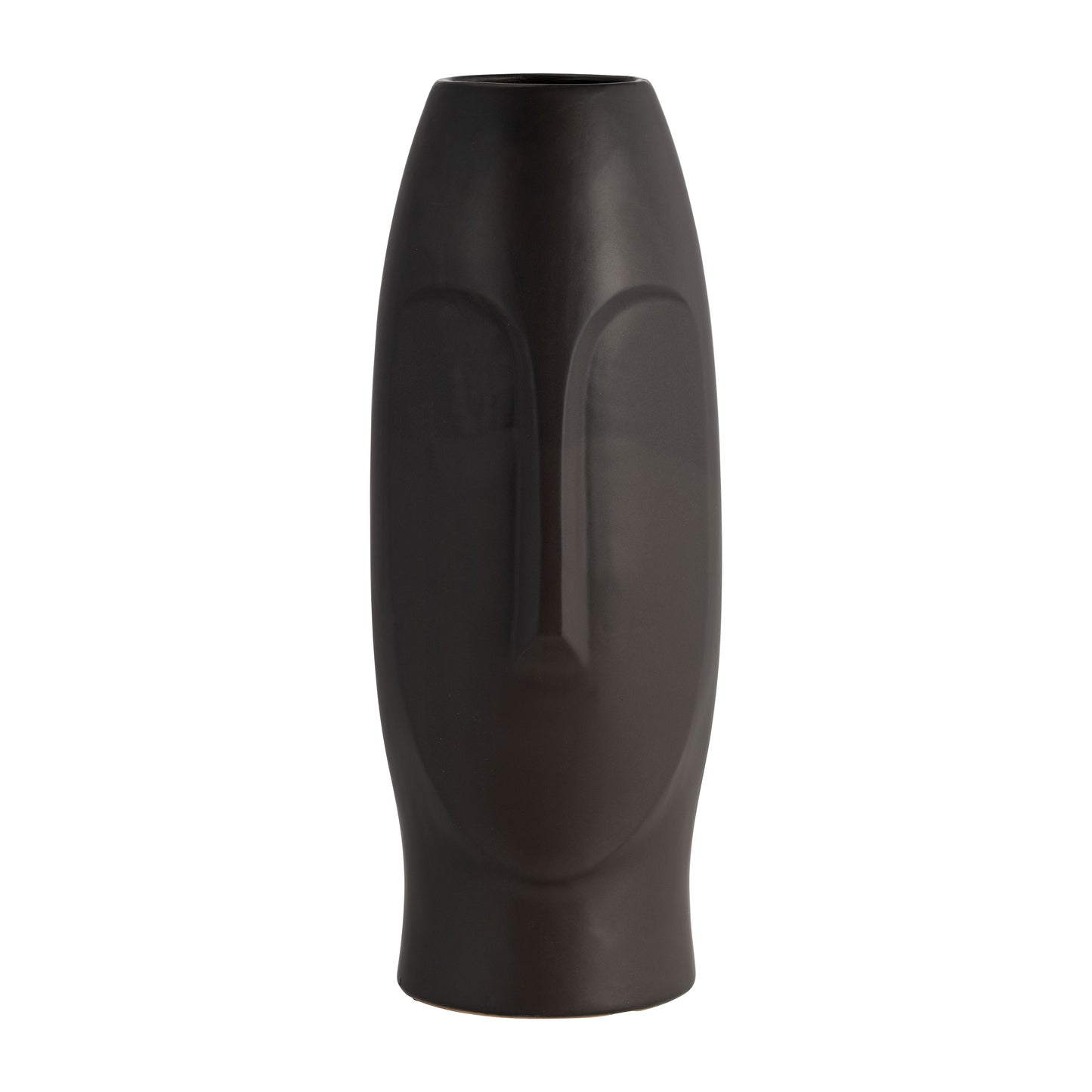 Janus Black Ceramic Vase 14"