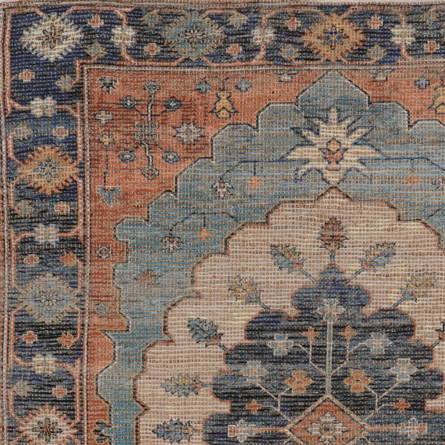 Amir Blue Medallion Handwoven Jute Rug