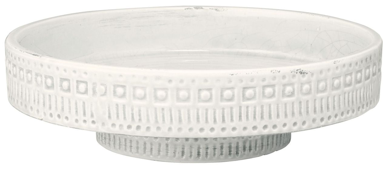Volos White Ceramic Pedestal Bowl