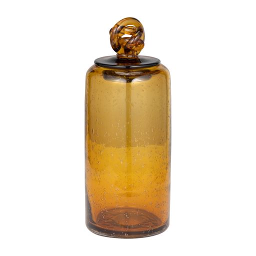 Cyrus Amber Blown Glass Canister 12"