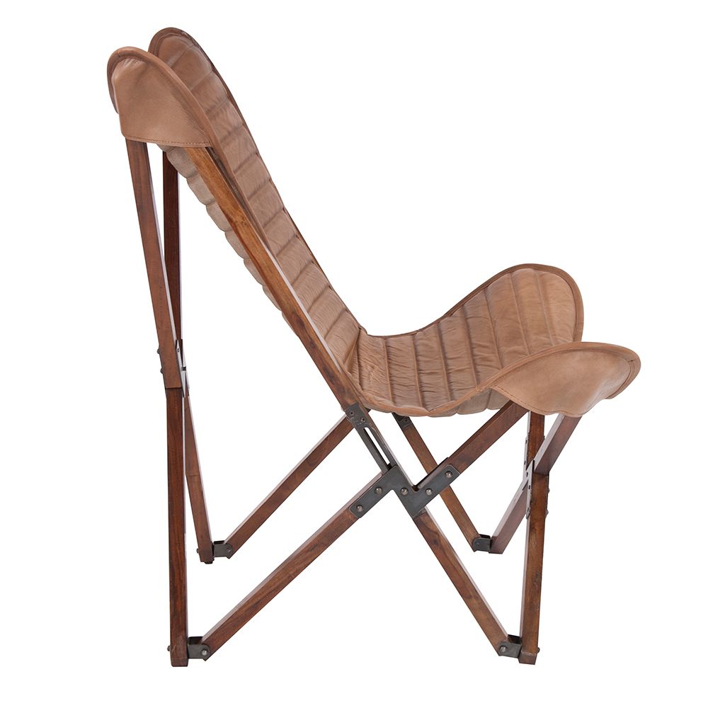 Paola Brown Leather Sling Chair