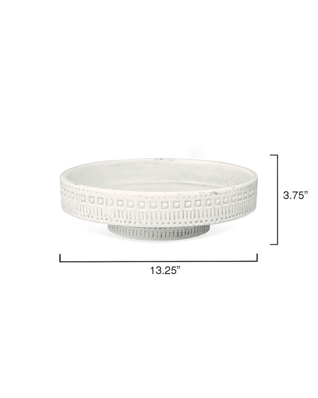Volos White Ceramic Pedestal Bowl