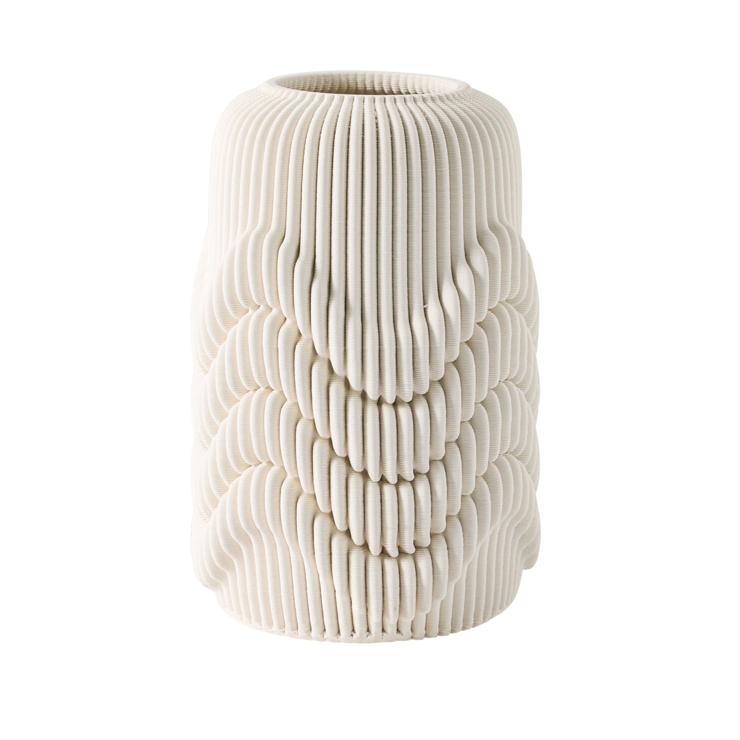 Kya White Porcelain 3D Printed Vase 12"