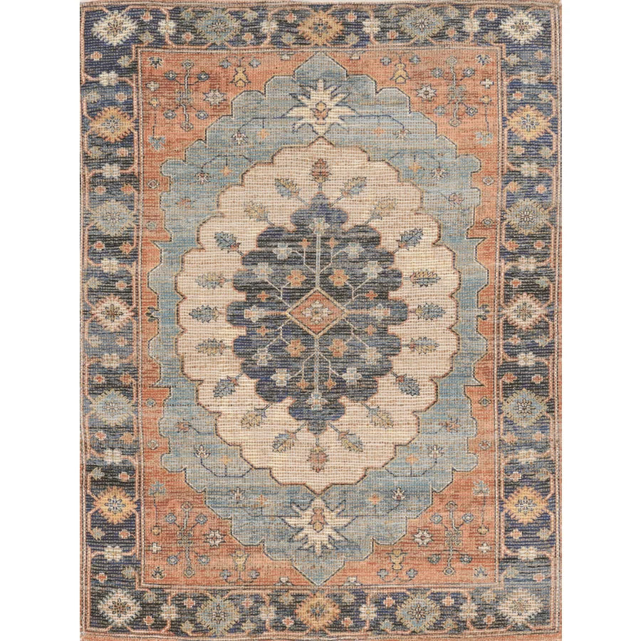 Amir Blue Medallion Handwoven Jute Rug