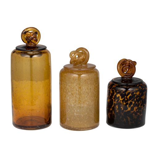 Cyrus Amber Blown Glass Canister 12"
