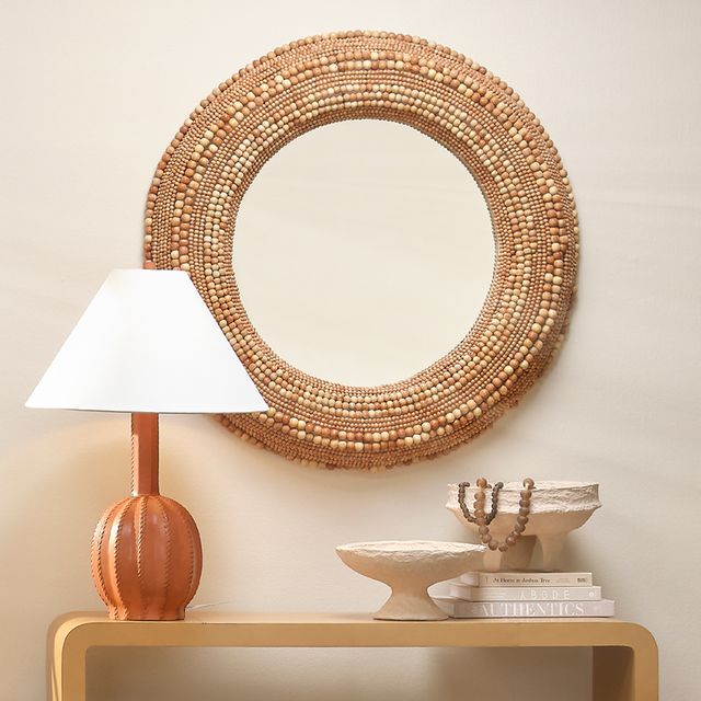 Eastwood Natural Beaded Round Mirror 37"
