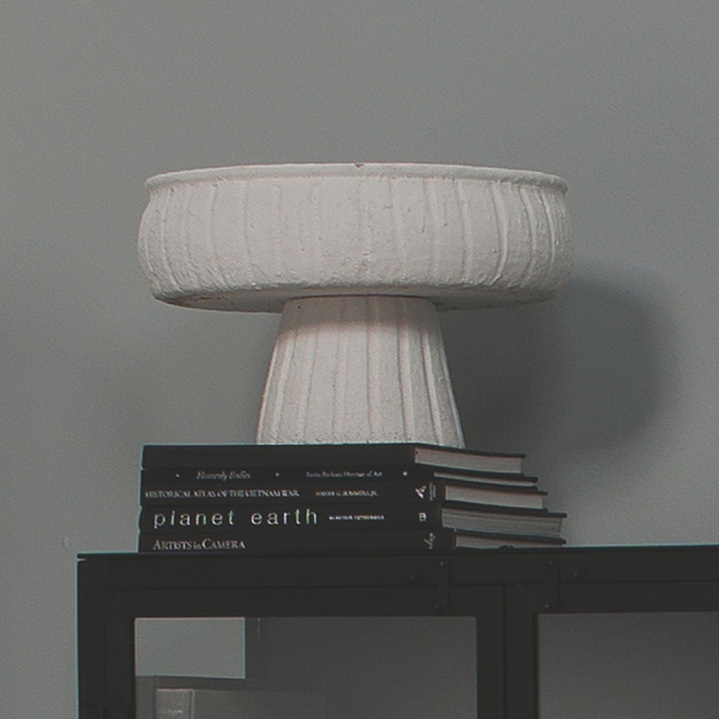 Milos White Ceramic Pedestal Bowl Lg
