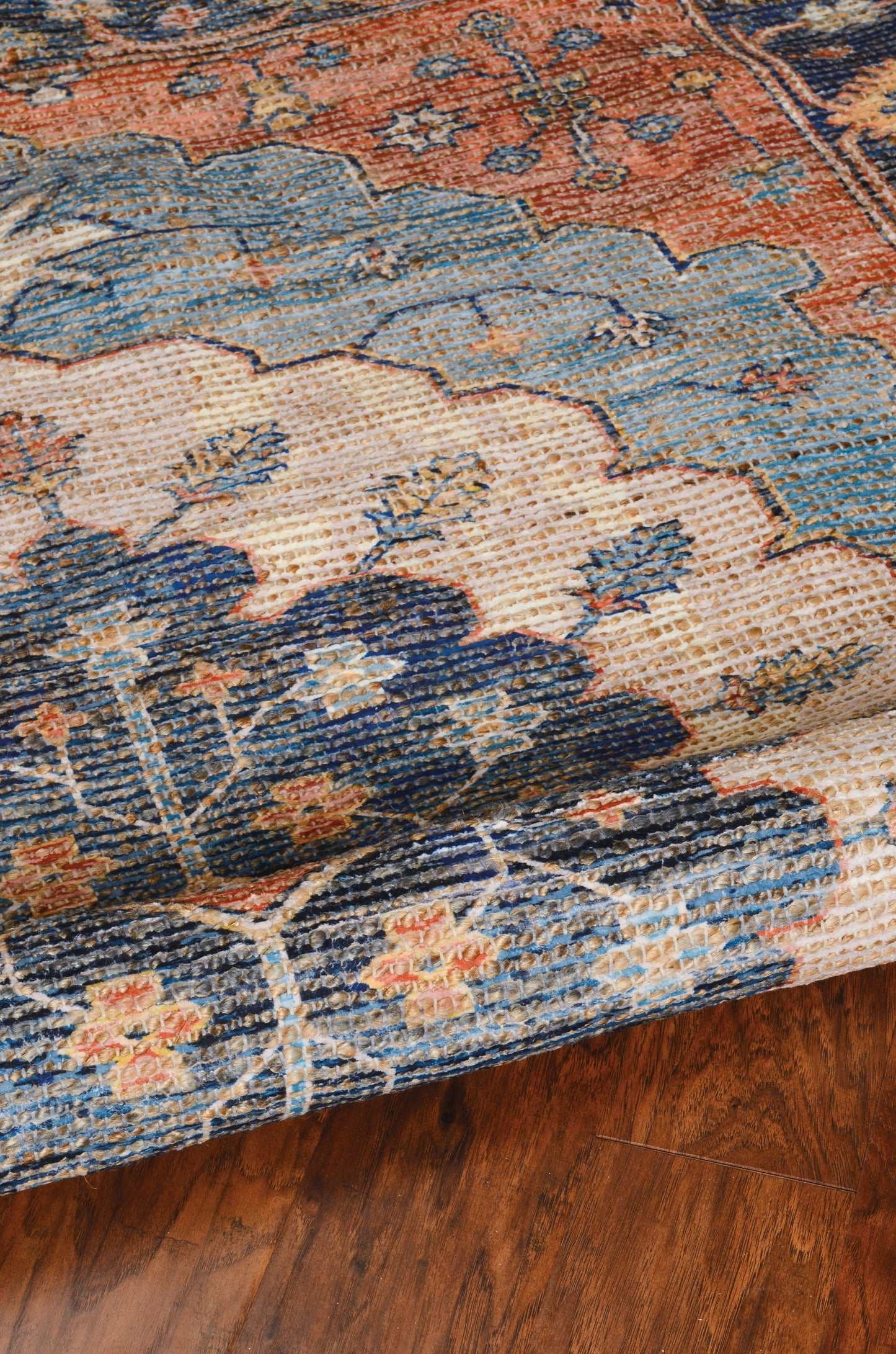 Amir Blue Medallion Handwoven Jute Rug