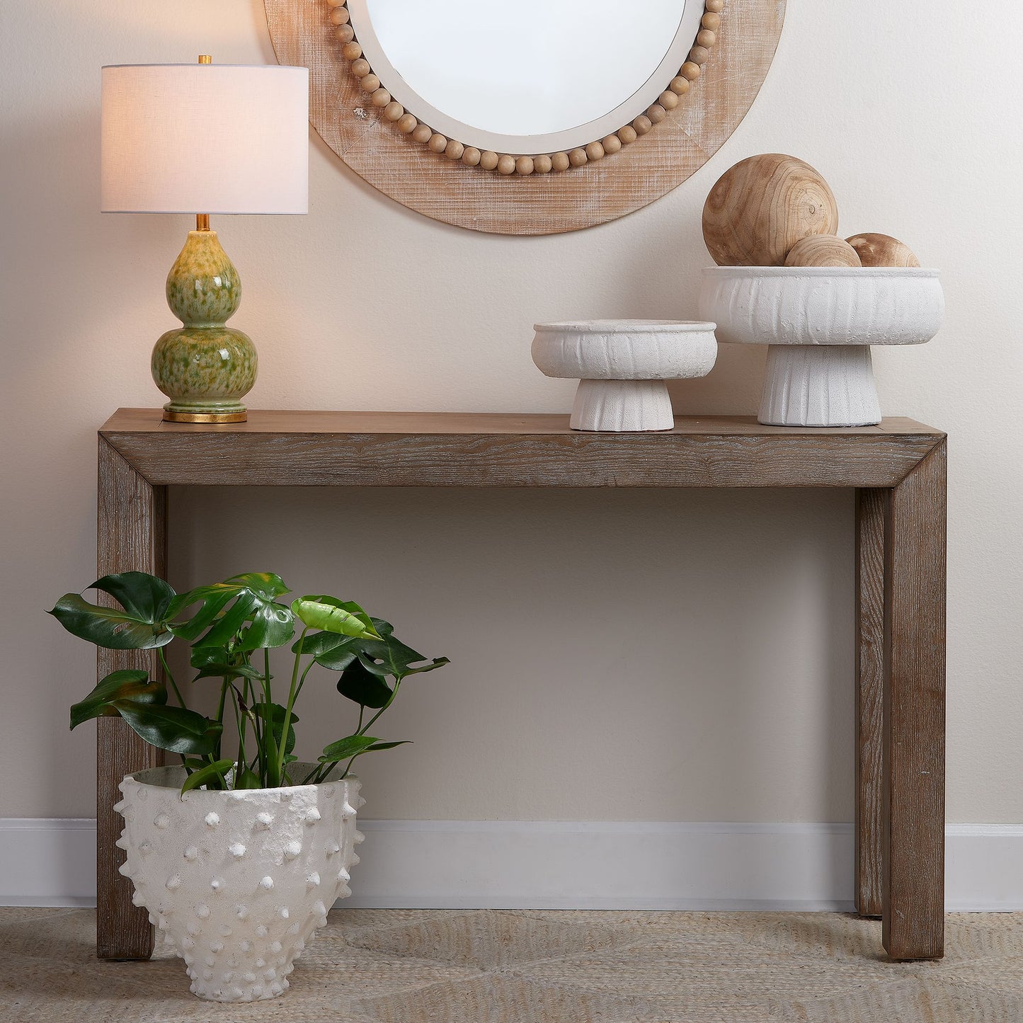 Milos White Ceramic Pedestal Bowl Lg