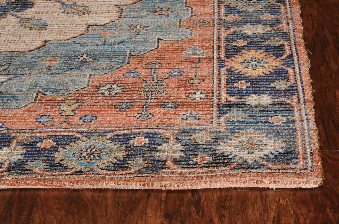 Amir Blue Medallion Handwoven Jute Rug