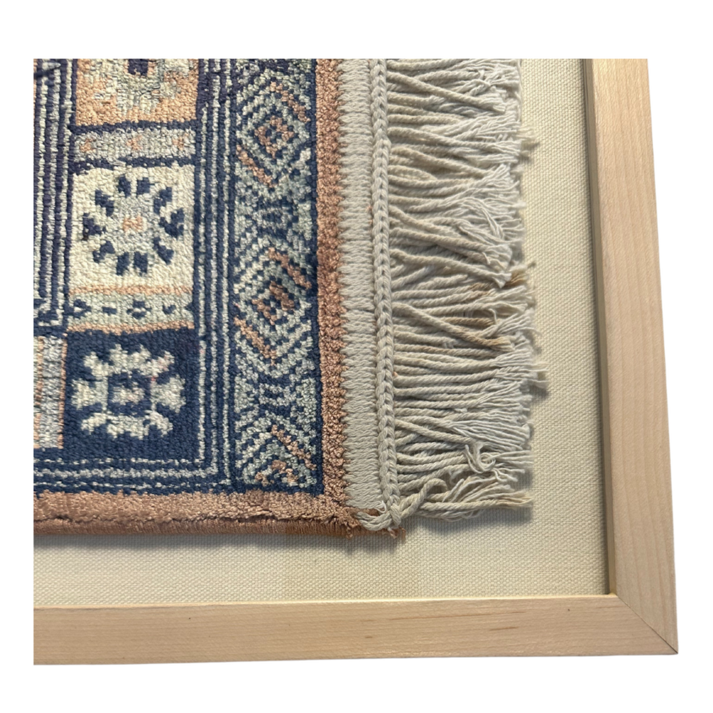 Blue + Peach Tile Mosaic Framed Textile 18 x 15