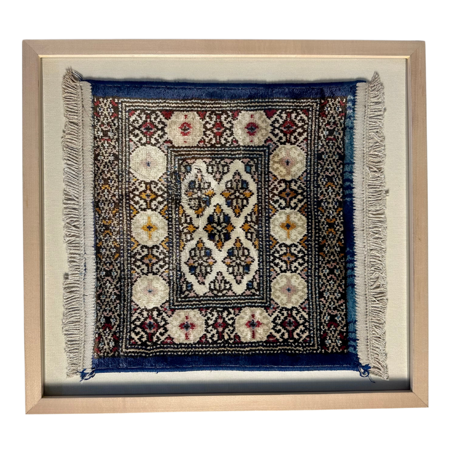 Blue + Yellow Mosaic Framed Textile 17 x 15