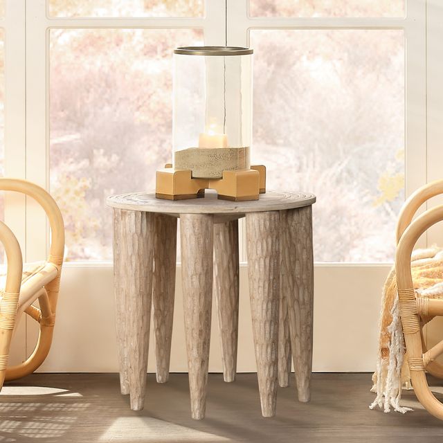 Anek Natural Etched Wood Table