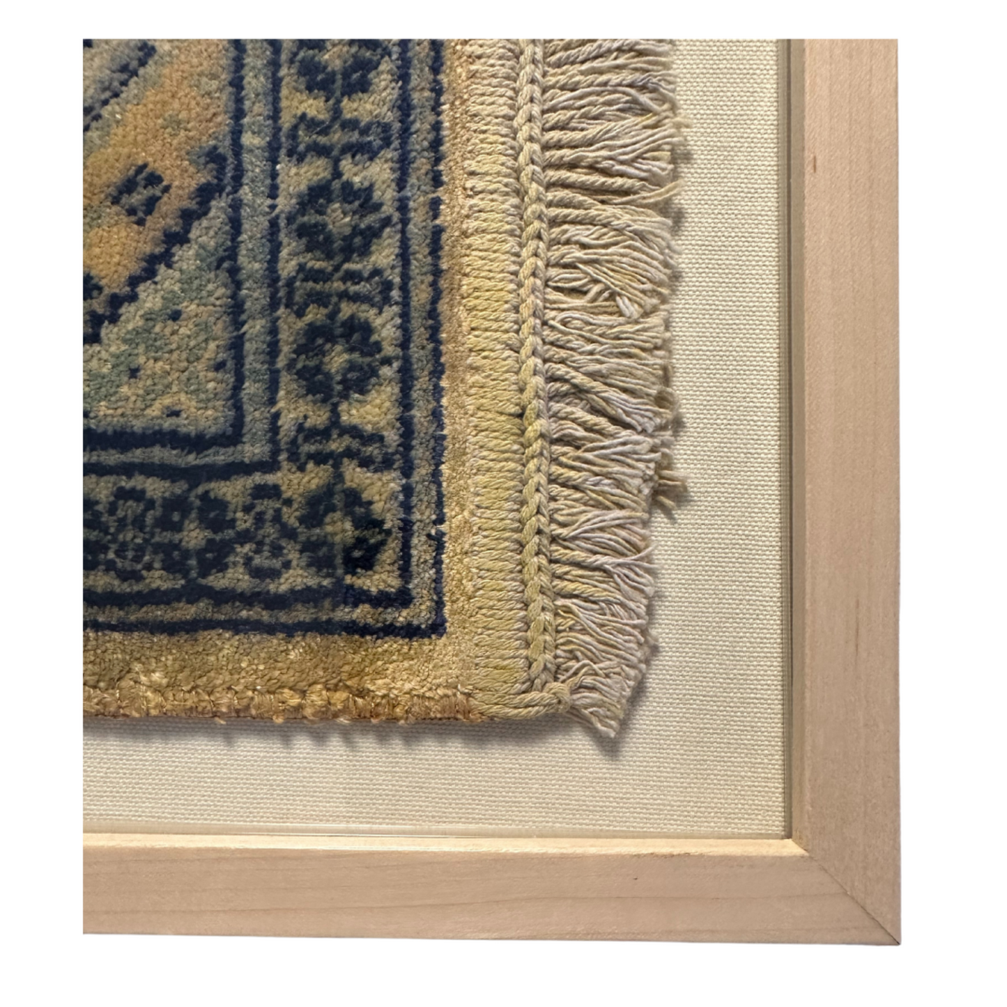 Blue + Yellow Double Diamonds Framed Textile 17 x 15