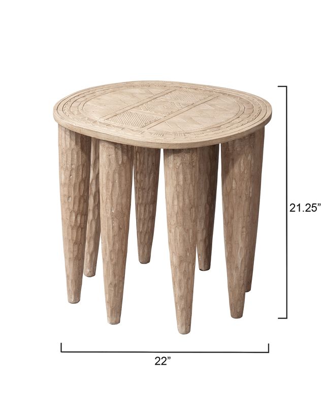 Anek Natural Etched Wood Table