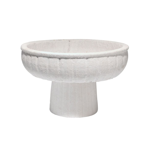 Milos White Ceramic Pedestal Bowl Lg