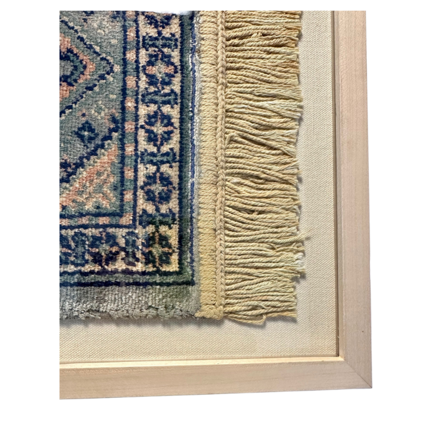 Blue + Aqua Diamonds Framed Textile 31 x 15