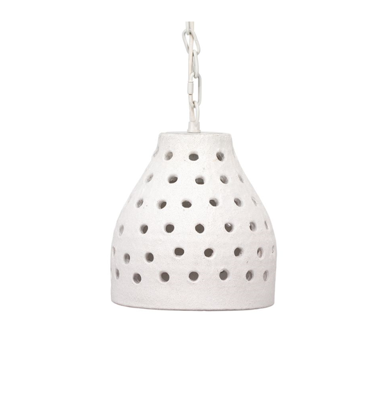 matte white perforated pendant