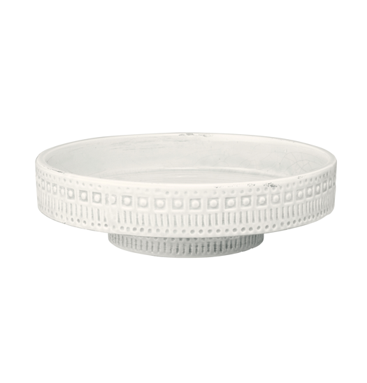 Volos White Ceramic Pedestal Bowl