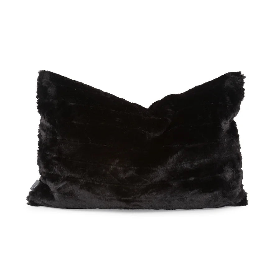 Chloe Black Faux Fur Pillow 14" x 22"