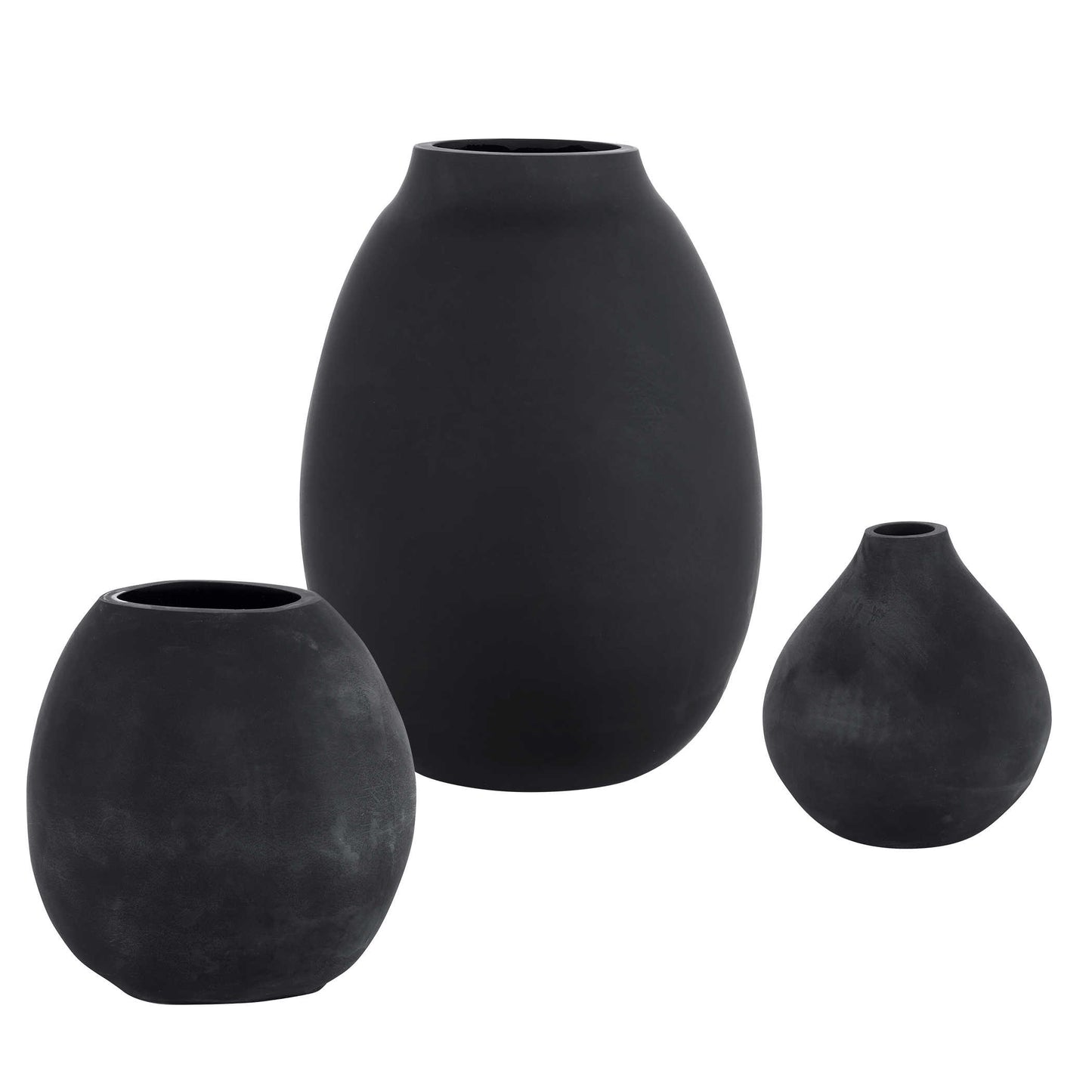 Ember Black Glass Vase S/3