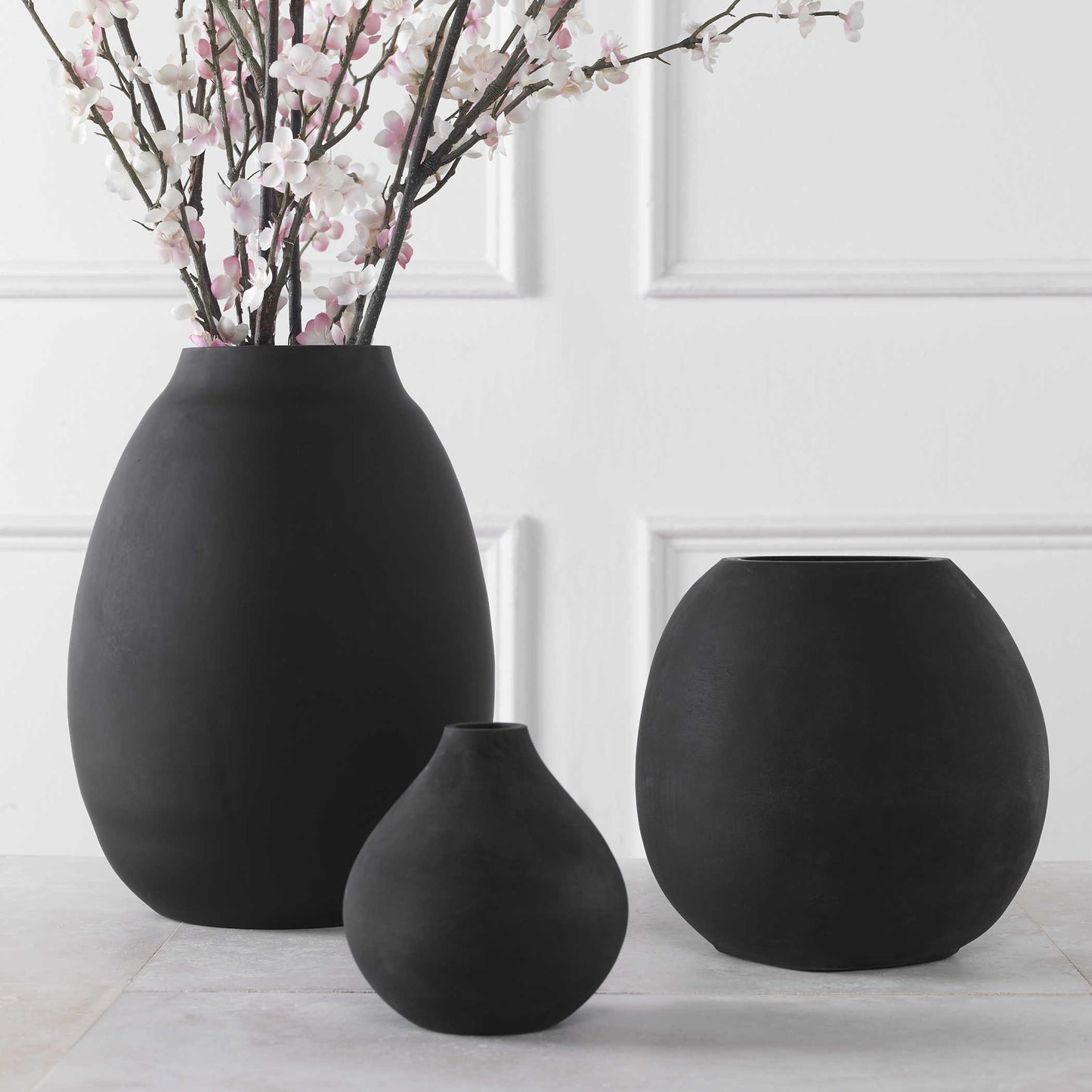 Ember Black Glass Vase S/3