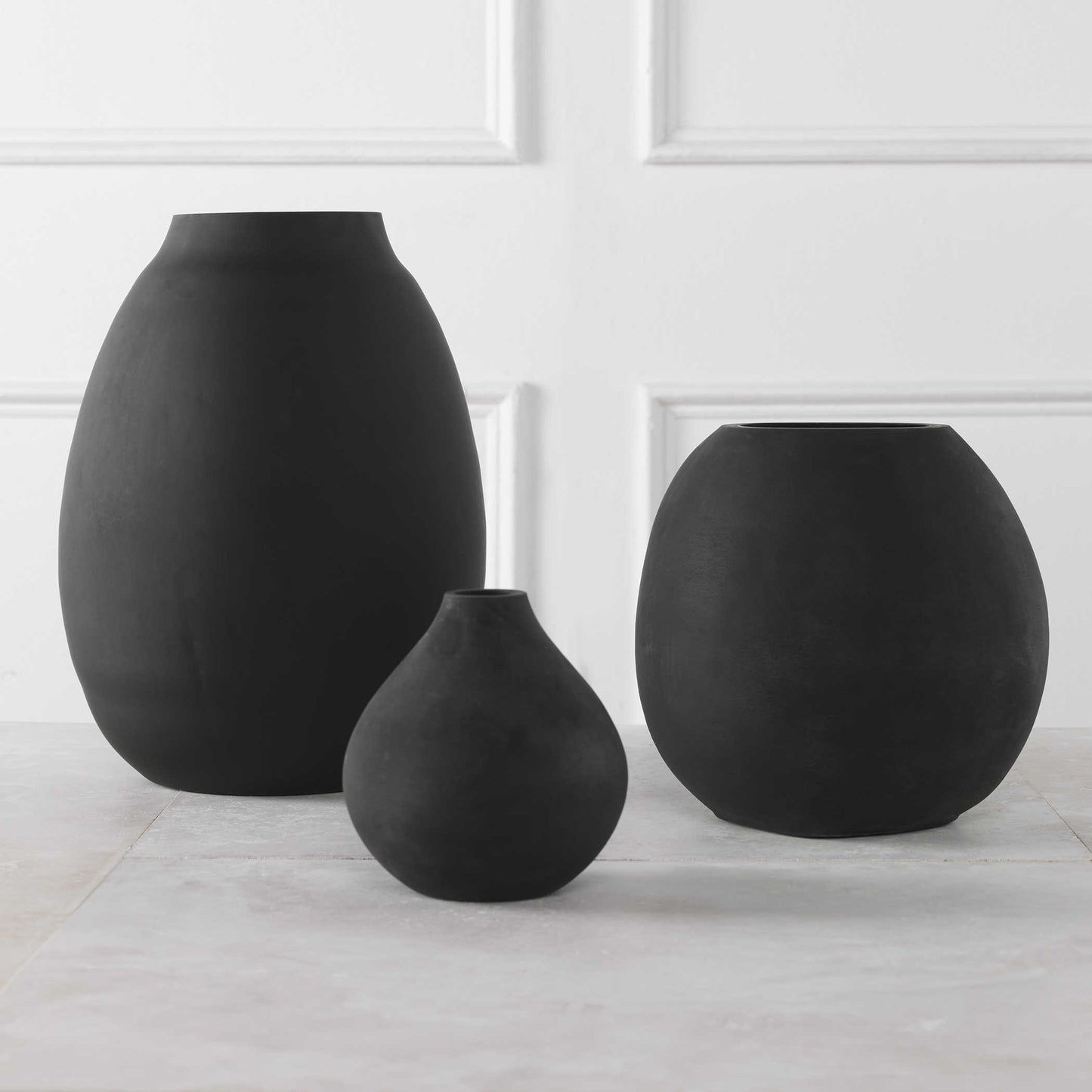 Ember Black Glass Vase S/3