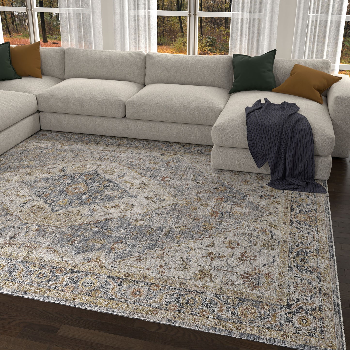 Zahara Blue Medallion Rug