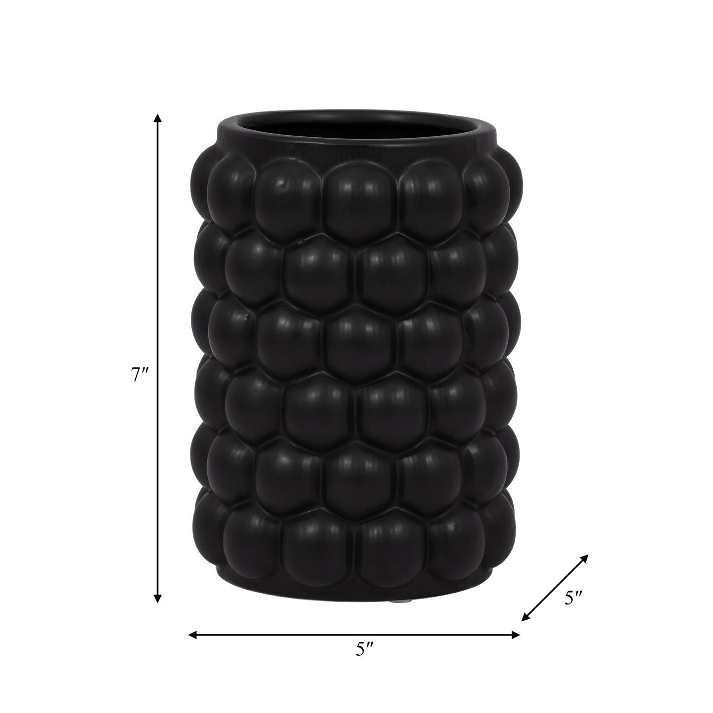 Bubble Black Ceramic Vase 7"