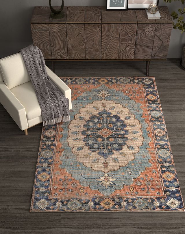 Amir Blue Medallion Handwoven Jute Rug