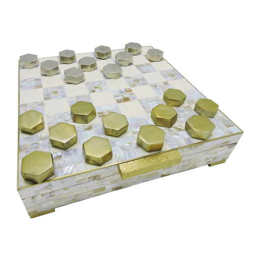 Mother of Pearl Checkers Box Set