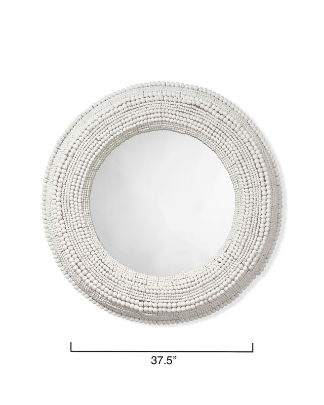 Eastwood White Beaded Round Mirror 37"