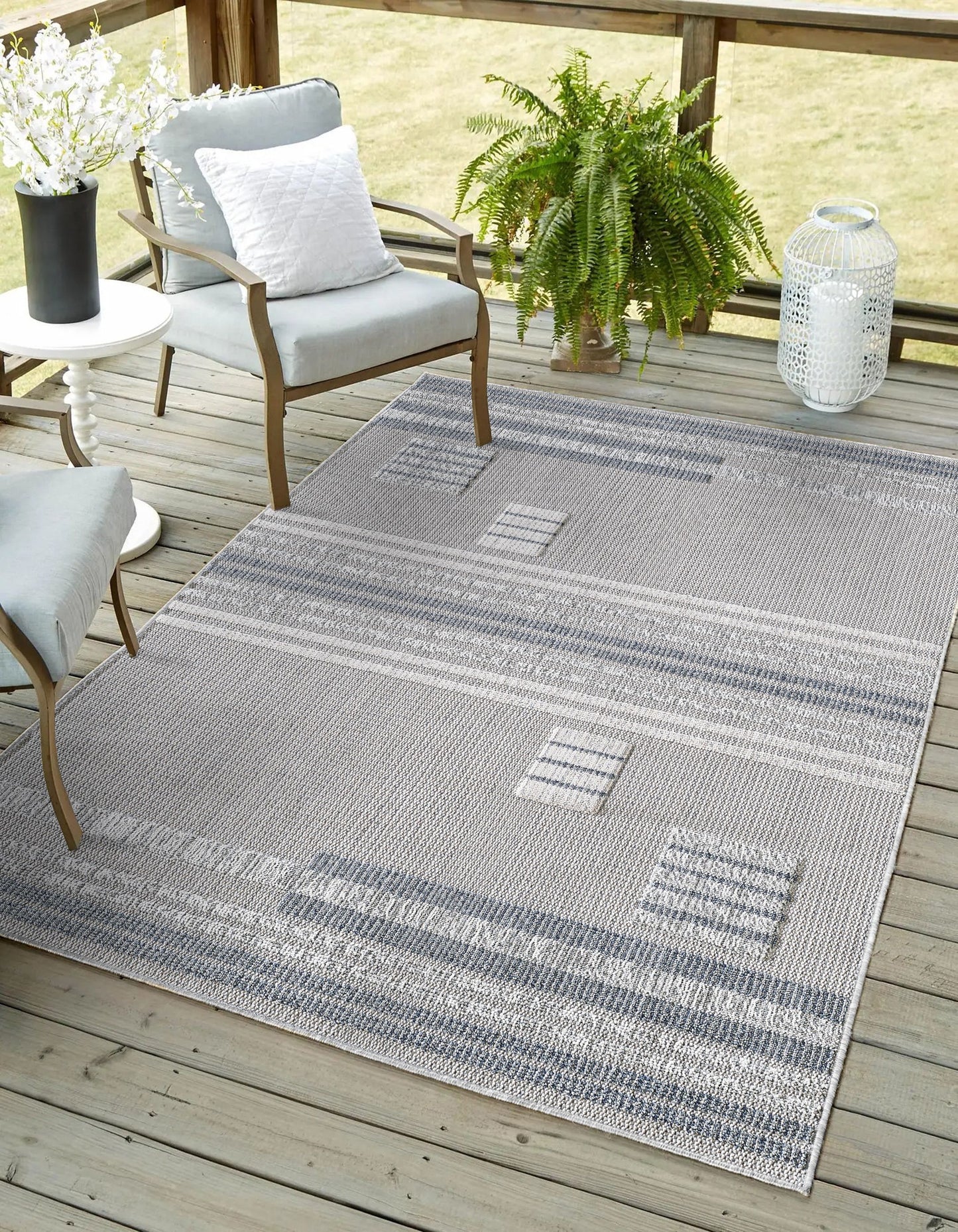 Chance Blue Patterned Rug (Outdoor Safe)