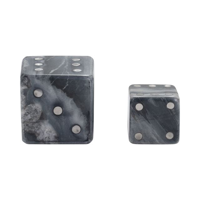 Gray Marble Dice Objects S/2