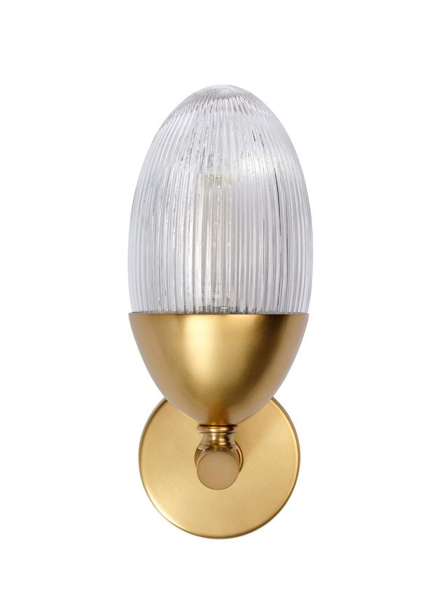 ribbed glass brass sconce