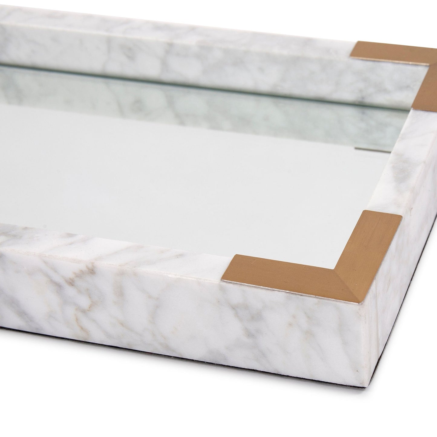 Leandro Mirrored White Marble Tray