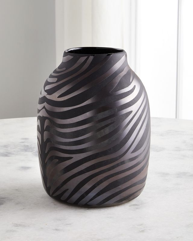 Zaire Black Zebra Print Vase 11"