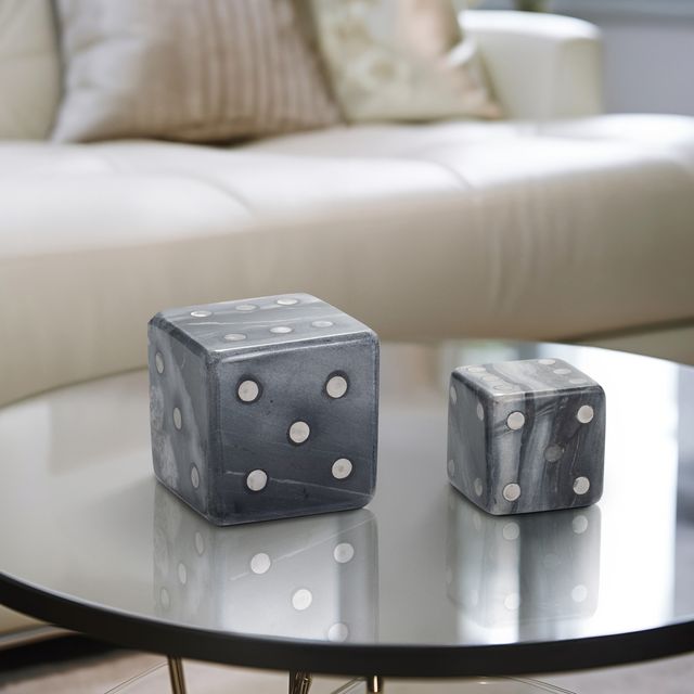 Gray Marble Dice Objects S/2