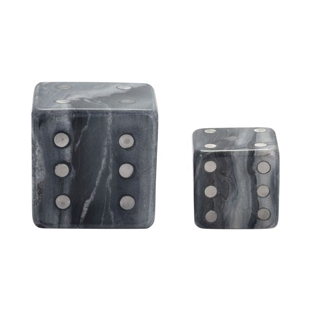 Gray Marble Dice Objects S/2