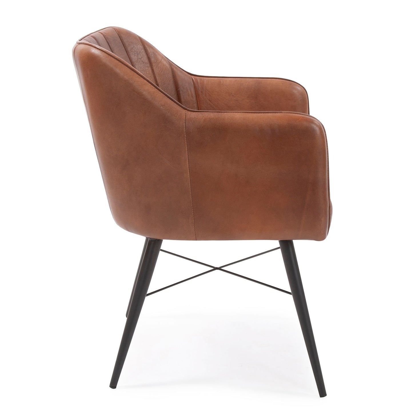 Bruno Brown Channeled Leather Chair