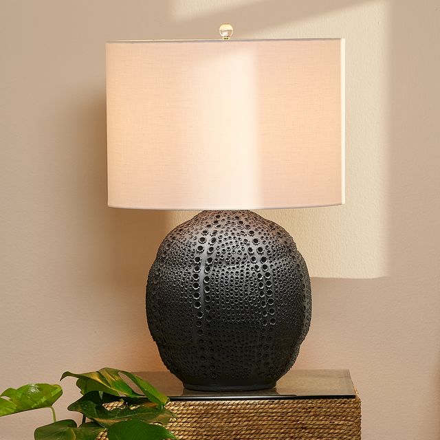 Aire Perforated Black Ceramic Table Lamp