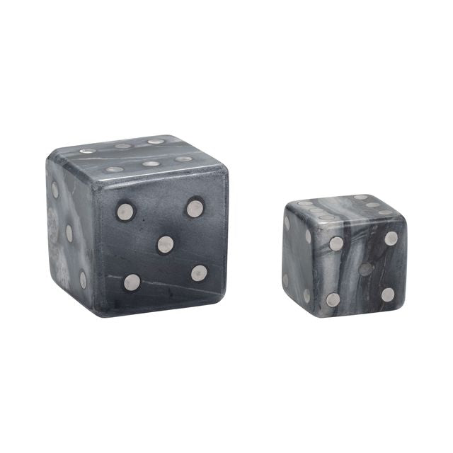 Gray Marble Dice Objects S/2