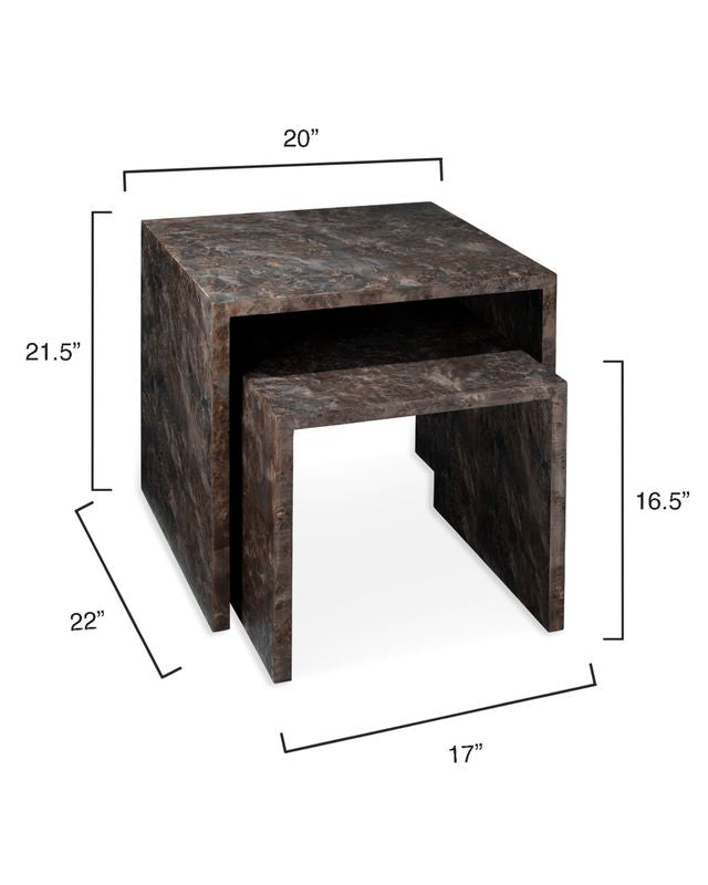 Stepford Charcoal Nesting Wood Side Tables, S/2