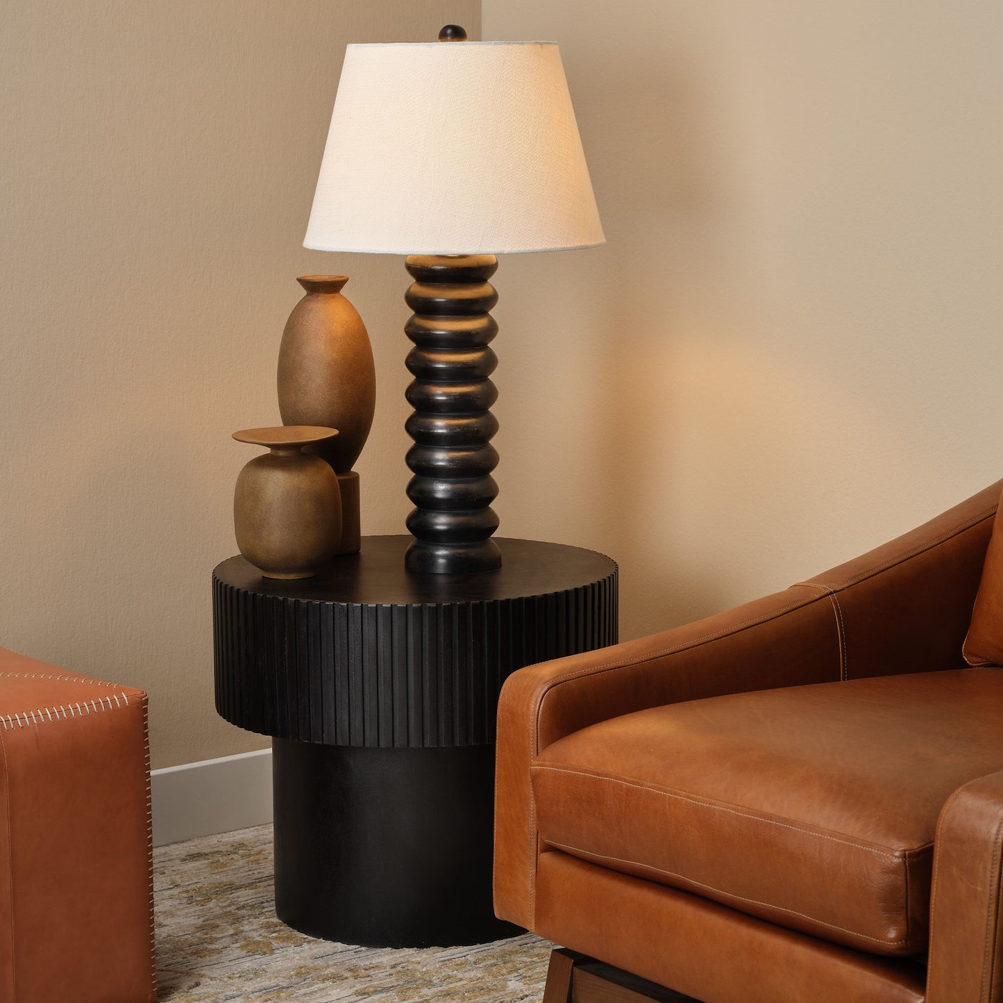 Salamis Black Wood Table Lamp