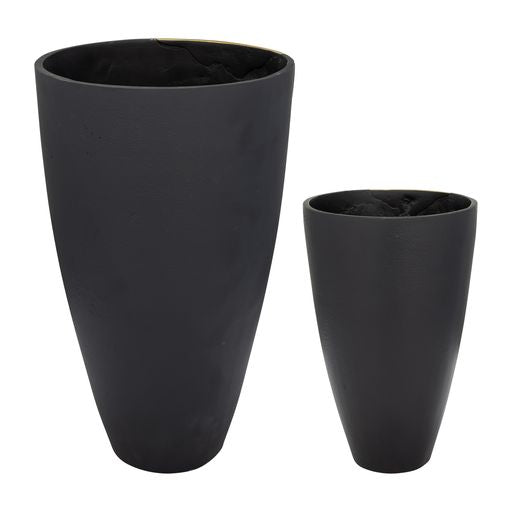 Sarello Black + Brass Metal Vases