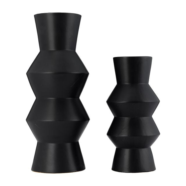 Deviate Black Ceramic Vase 12"