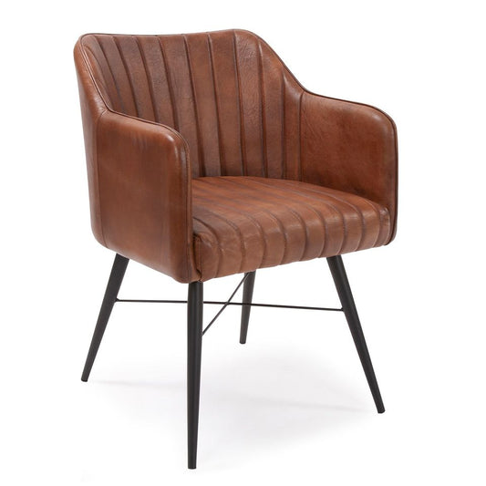 Bruno Brown Channeled Leather Chair