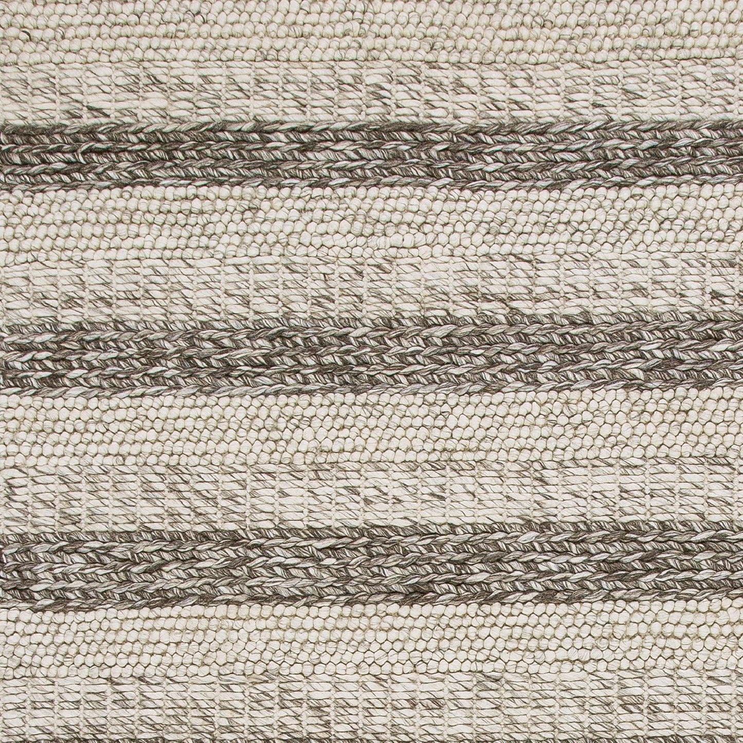 Tulum Gray + White Stripe Handwoven Wool Rug